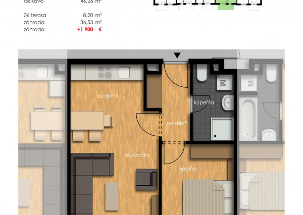 Predaj 2i byt s balkónom - Rajkapark IV Budova B